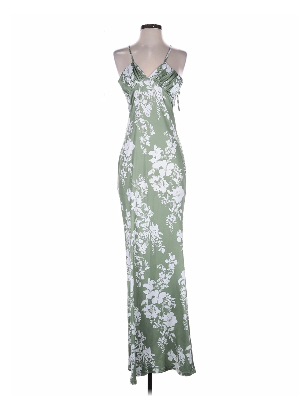 Green Floral Slip Maxi Dress - Unbranded